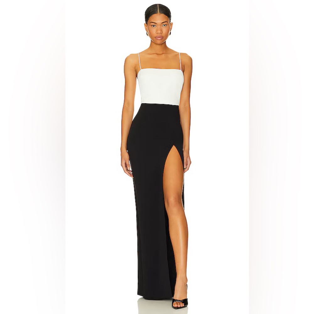 Amanda Uprichard x REVOLVE Avani Gown in Black & Ivory